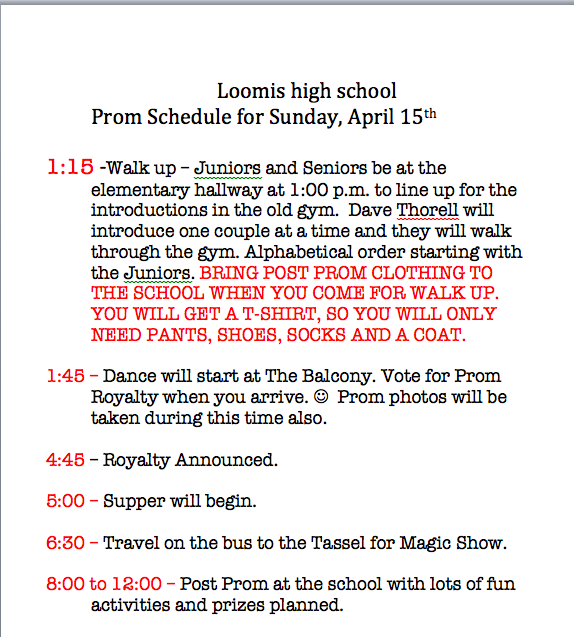 Loomis Public School Loomis Prom Postponed