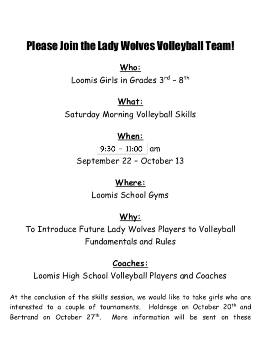 Loomis Public School Volleyball Skills